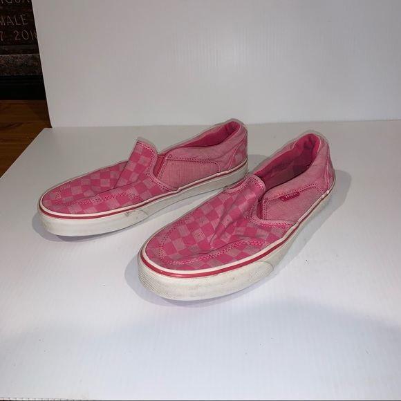 Vans Shoes - Vans Pink Checkered Slip-On Size 8